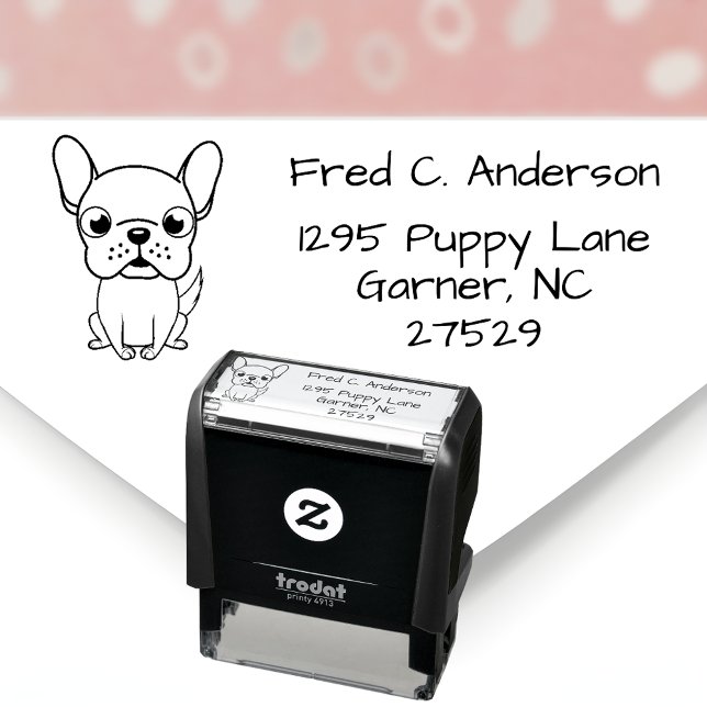Rücksendeadresse Tinte Briefmarke für Bulldog Lieb Permastempel (Cute Boston Terrier Return Address Stamp for Dog Lovers)