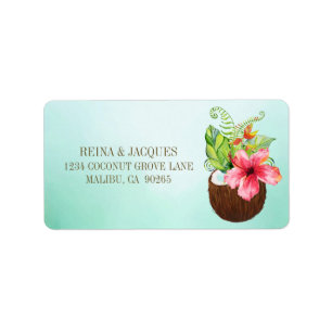 Rücksendeadresse Tropical Coconut Floral Bouquet Adressaufkleber