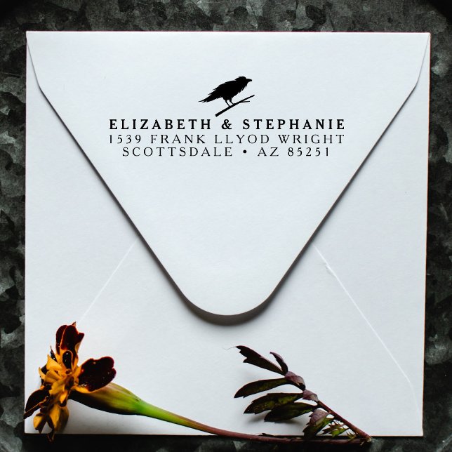 Rücksendeadresse Vintag Gothic Wedding Crow Custom Permastempel (Von Creator hochgeladen)