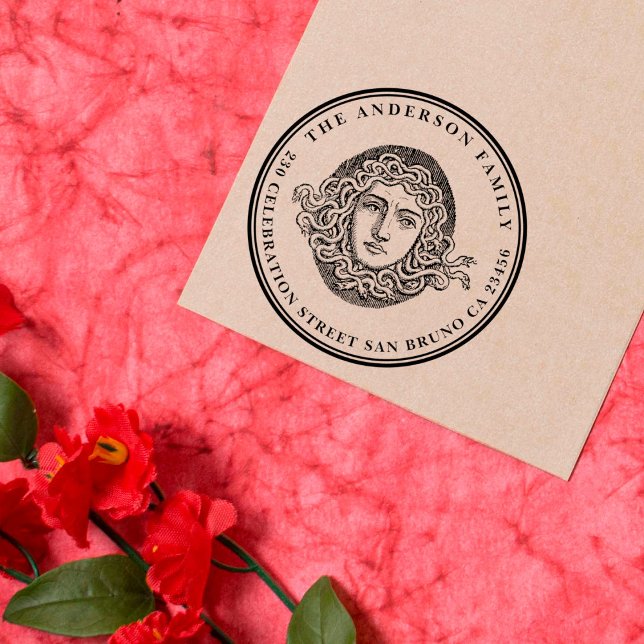 Rücksendeadresse Vintager Medusa-Familienname Gummistempel (Von Creator hochgeladen)