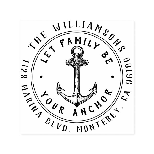 Rücksendeadresse Vintager Nautikanker Permastempel (Design)