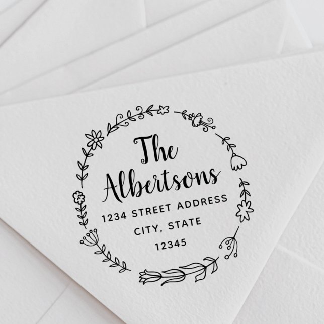 Rücksendeadresse von Blumenkranken Gummistempel (Von Creator hochgeladen)