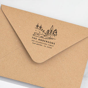 Rücksendeadresse von Gebirgen, Bäumen und Seenamen Permastempel