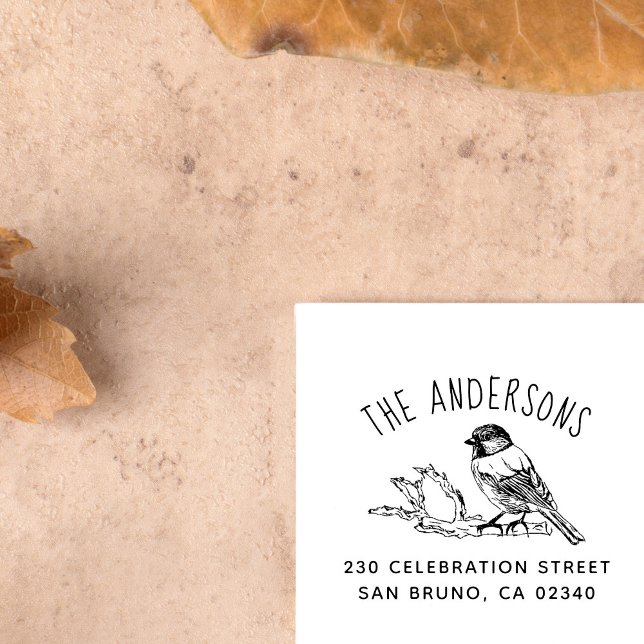 Rücksendeadresse von handgezeichnet Vogelkurven Permastempel (Von Creator hochgeladen)