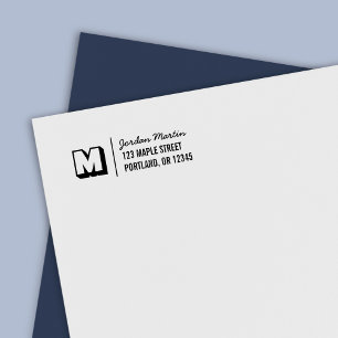 Rücksendeadresse von Monogramm und Skriptnamen Permastempel