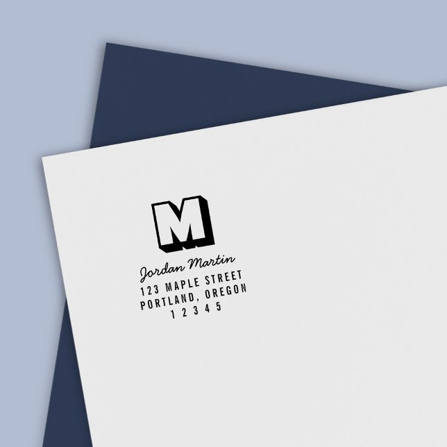 Rücksendeadresse von Monogramm und Skriptnamen Permastempel (Von Creator hochgeladen)