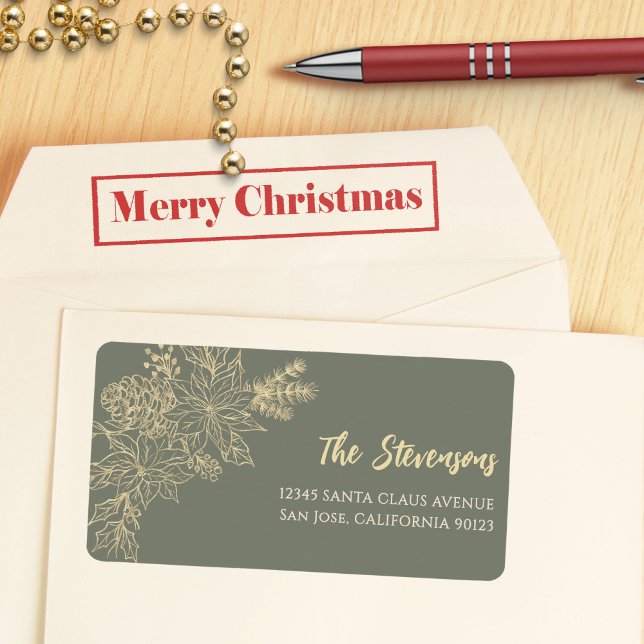 Rücksendeadresse von Sage Green Floral Adressaufkleber (Von Creator hochgeladen)