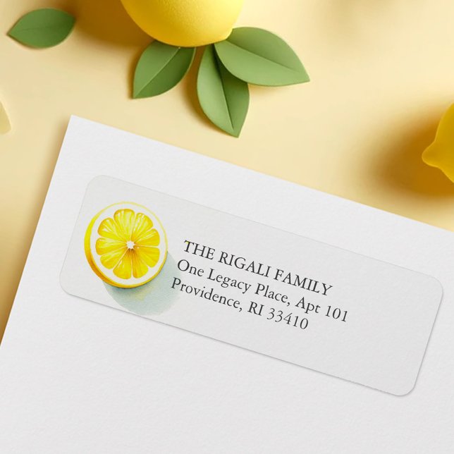Rücksendeadresse Wasserfarbe (Watercolor lemon return address labels yellow citrus)