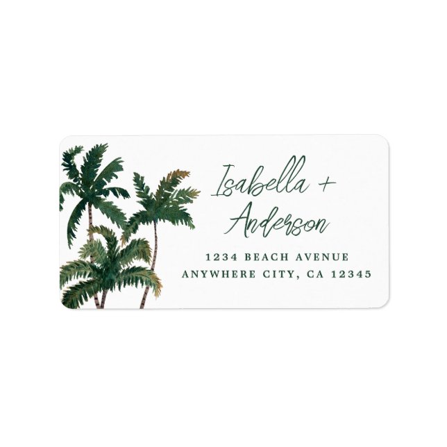 Rücksendeadresse Wasserfarbpalme Adressaufkleber (Vorne)