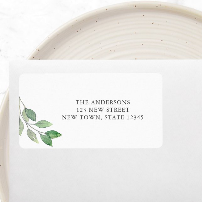 Rücksendeadresse "Watercolor Greenery" Adressaufkleber (Von Creator hochgeladen)