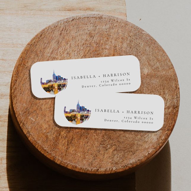 Rücksendeadresse Watercolor Nashville Skyline (Von Creator hochgeladen)