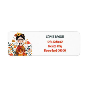 Rücksendeadresse Watercolor Whimsical Frida Kahlo