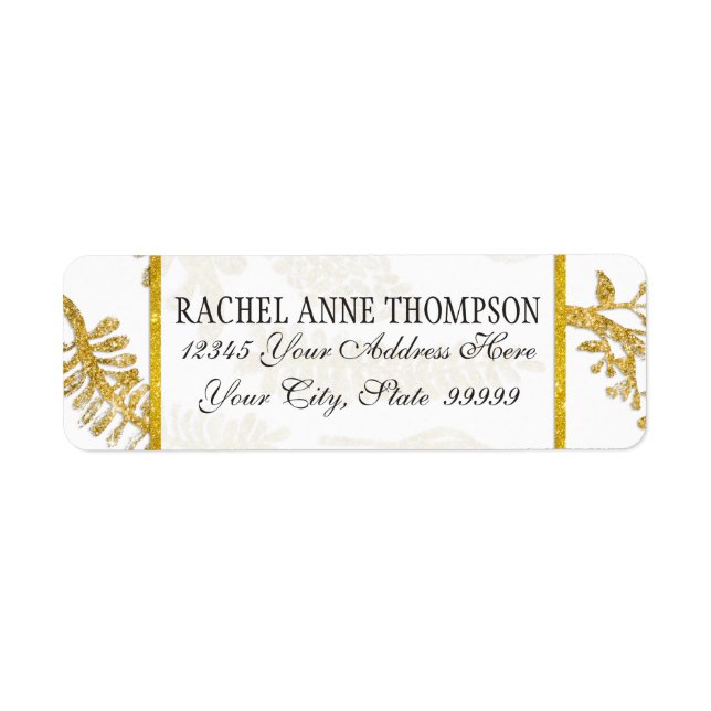 Rücksendeadresse Wedding Modern Gold Glitzer Leaf (Vorne)