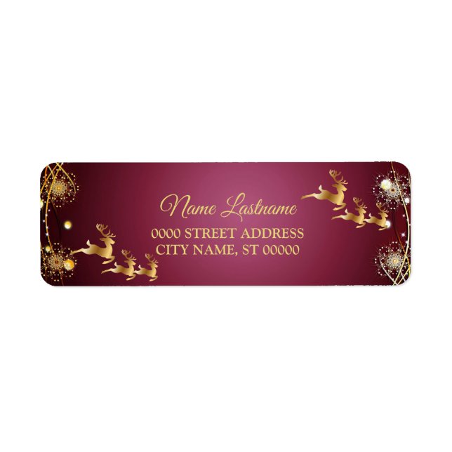 Rücksendeadresse Weihnachten Goldene Rentiere Rosa (Vorne)