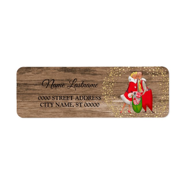 Rücksendeadresse Weihnachten Goldene Sterne Holz (Vorne)