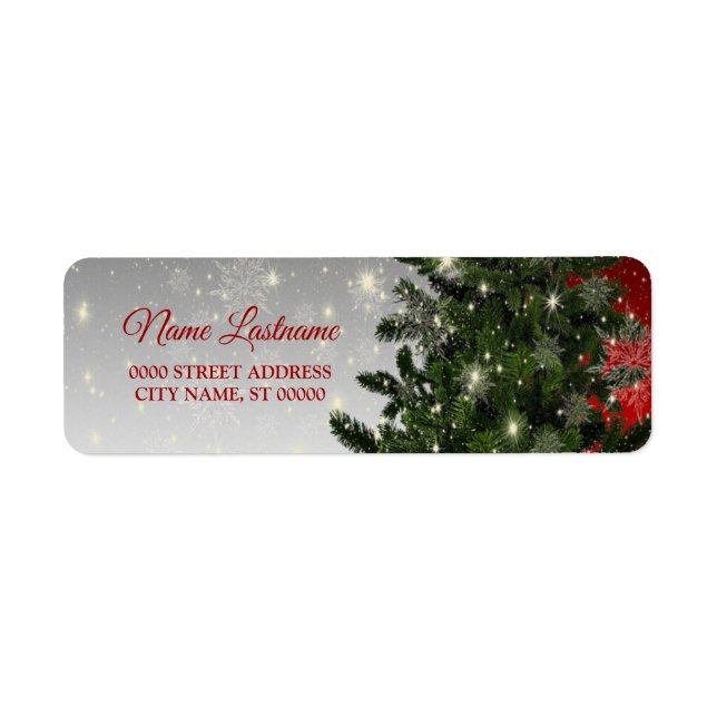 Rücksendeadresse Weihnachten Grüner Baum Rotes Sil (Vorne)