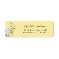 Rücksendeadresse Weiß und Gelb, Floral, Aufschrift