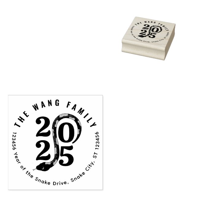 Rücksendeadresse zum Schlangenjahr 2025 Gummistempel (Stempel)