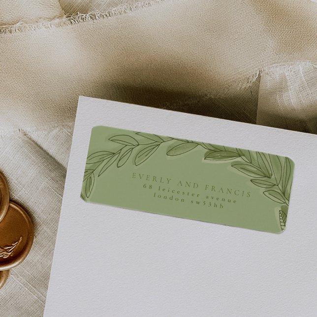 Rücksendeadressen-Aufkleber für grüne Wasserfarben (Green watercolor wreath return address label.)