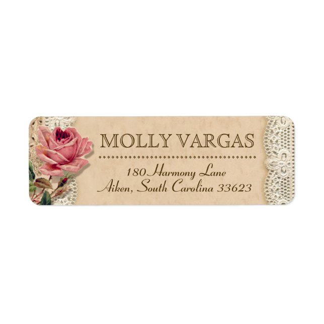 Rücksendeadressen-Aufkleber für Vintage Rose (Vorne)