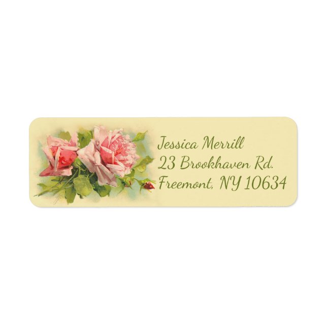Rücksendeadressen-Aufkleber für Vintage Rose (Vorne)