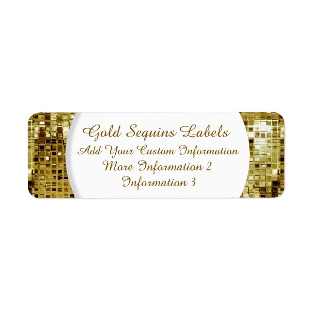 Rücksendeadressen-Aufkleber in Gold-Sequenzen (Vorne)