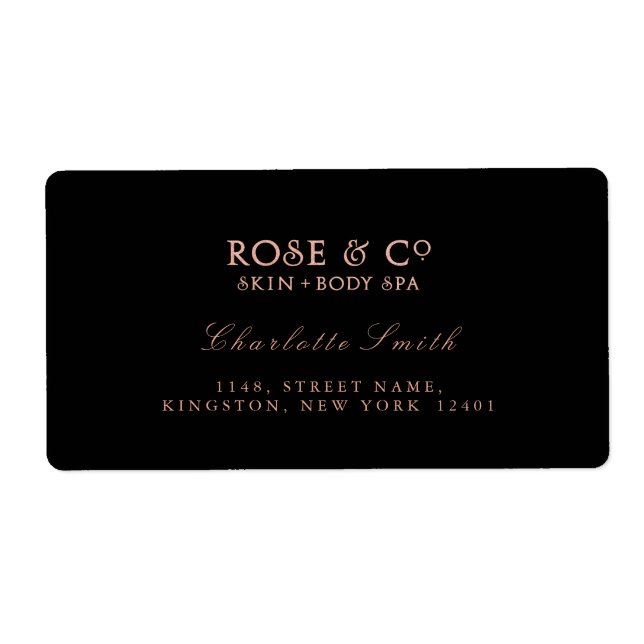 Rücksendeadressen-Aufkleber in Schwarz Rosa Rose (Vorne)