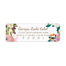 Rücksendeadressen-Aufkleber mit gestrichenen Blume