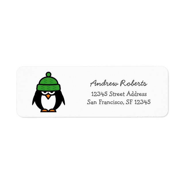 Rücksendeadressen-Aufkleber mit niedlichem Pinguin (Vorne)