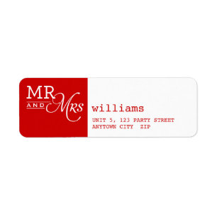 RÜCKSENDEADRESSEN-AUFKLEBER mr & mrs typografisch