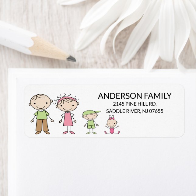 Rücksendeadressen-Aufkleber von Personen mit Famil (Insitu)