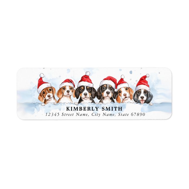 Rücksendeadressen-Aufkleber zum WeihnachtsBeagle (Vorne)