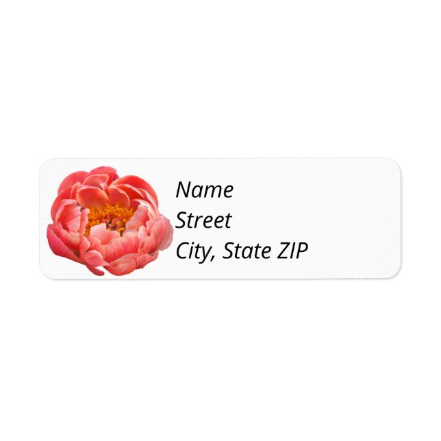 Rücksendeadressen-Aufklebers Coral Peony (Vorne)