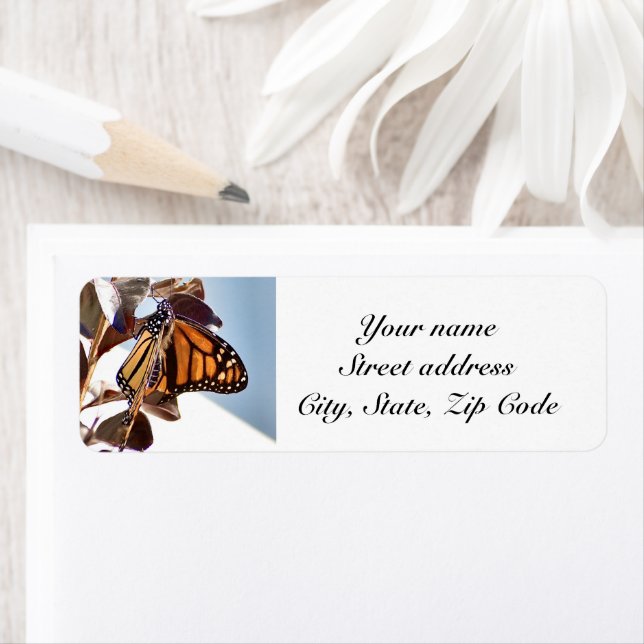 Rücksendeetikett Monarch Butterfly personalisieren (Insitu)