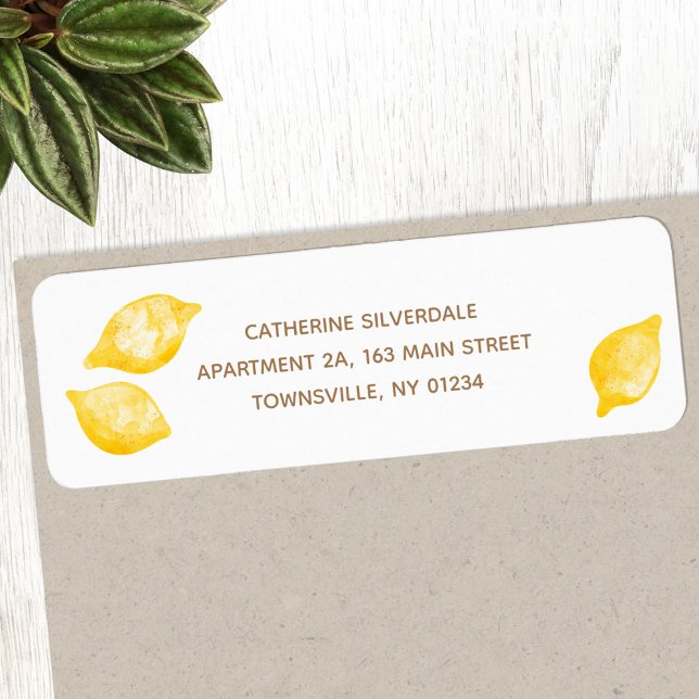 Rücksendekennzeichen für Aquarellen (Watercolor lemon citrus return address labels)