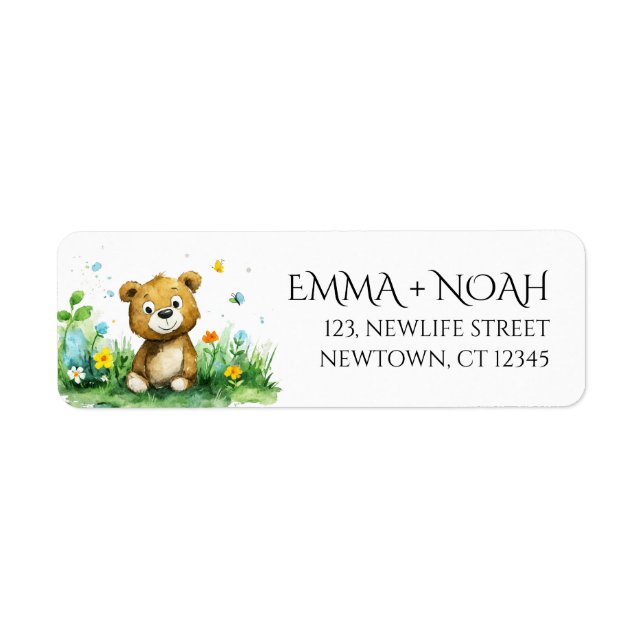 Rücksendesiegel für die Woodland Bear Babydusche (Vorne)