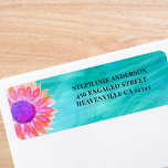 Rücksendesiegel für helle Blumenblätter<br><div class="desc">Dieses farbenfrohe Label für die Hochzeitsrückgabe ist mit einem originalen Aquarellbild einer Blume in Rosa und lila auf türkisfarbenem Hintergrund dekoriert. Einfach mit Ihren Namen und Ihrer Adresse anpassbar. Verwenden Sie die Option Weitere anpassen, um die Textgröße, den Stil oder die Farbe zu ändern, wenn Sie möchten. Weil wir unsere...</div>