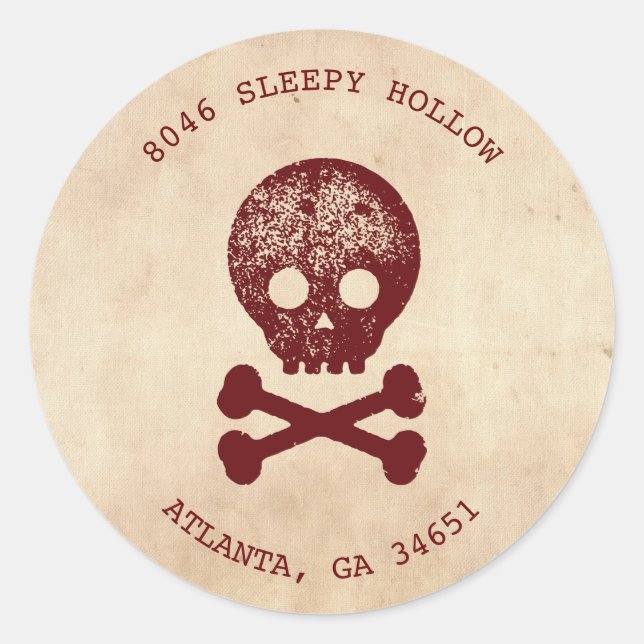 Rücksendesiegel für Skull & Cross-Bone Runder Aufkleber (Vorderseite)