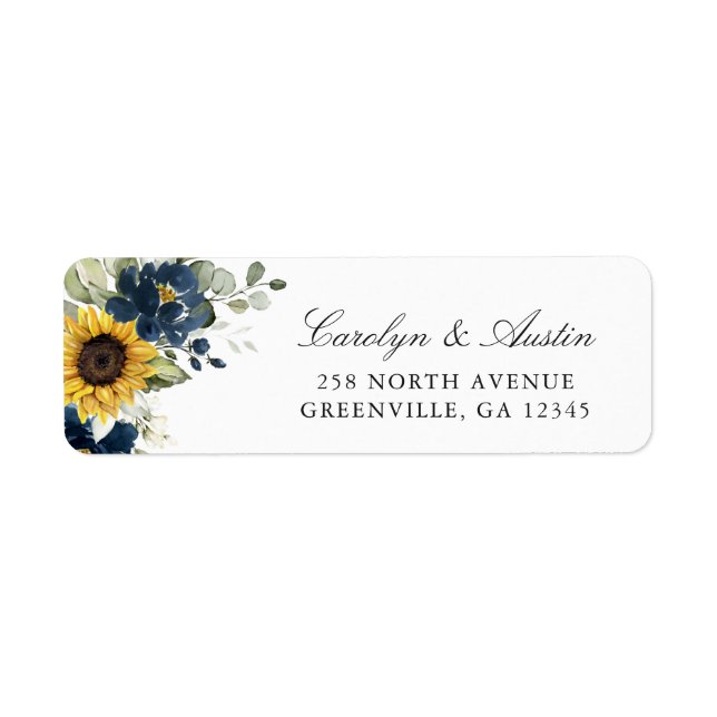 Rücksendesiegel für Sonnenblumen Navy Blue Floral (Vorne)