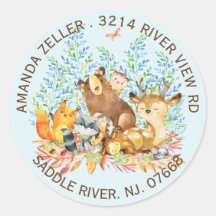Rücksendesiegel für Woodland Animals Babydusche