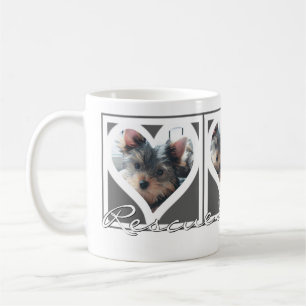 RÜCKSETZUNG DER DOG-MAMA Drei-Foto-Herz-Rahmen Gra Kaffeetasse