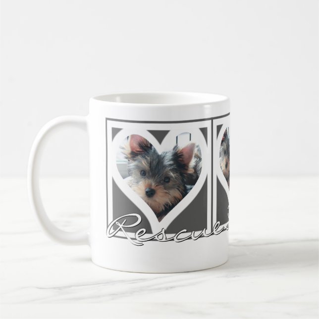 RÜCKSETZUNG DER DOG-MAMA Drei-Foto-Herz-Rahmen Gra Kaffeetasse (Links)