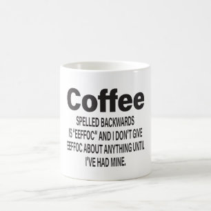 Rückwärts gespritzter Kaffee ist EEFFOC Kaffeetasse