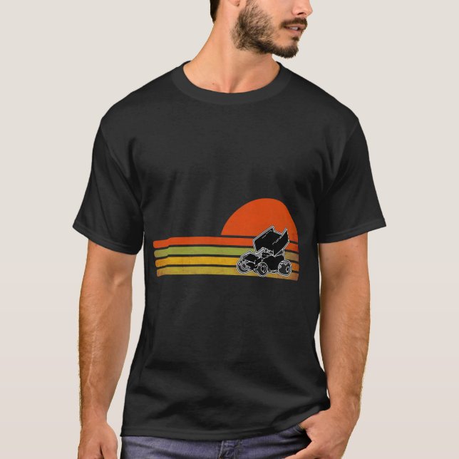 Rückwärts Vintage Sprint Car Dirt Streckenausweich T-Shirt (Vorderseite)