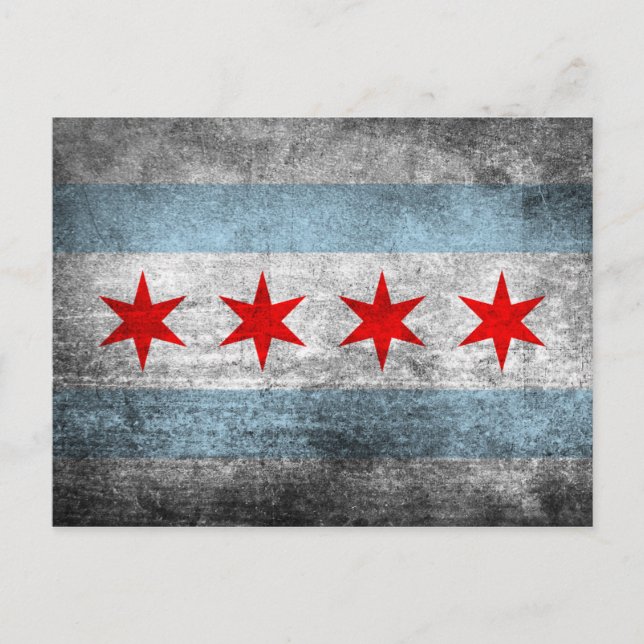 Rückwärtsflagge von Chicago Postkarte (Vorderseite)