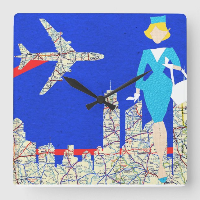 Rückwärtsflug auf der Wall-Uhr Quadratische Wanduhr (Vorderseite)