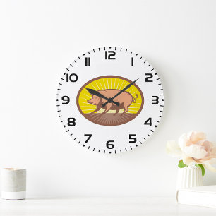 Rückwärtsschweif mit Sunburst Große Wanduhr