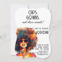 Rückwind | Caps Gown & Disco Sounds Grad Party Einladung
