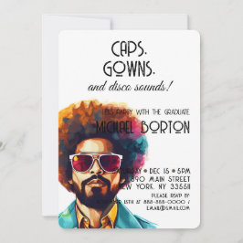 Rückwind | Caps Gown & Disco Sounds Grad Party Einladung