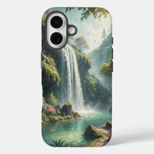 Rückzug des verzauberten Wasserfalls iPhone 16 Hülle